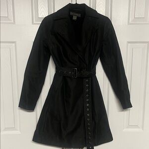 Banana Republic Black Denim Button Front Belted Utility Midi Dress - XS
